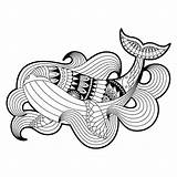 Mandala Whale Premium Zentangle Lineal Illustration Vector Style sketch template