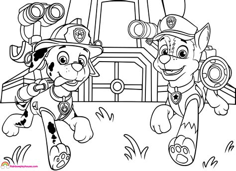 marshall paw patrol coloring page chase  paw patrol coloring pages