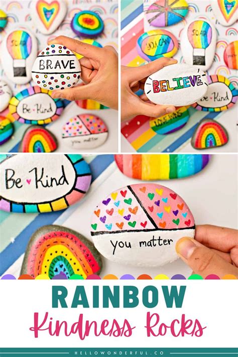 rainbow kindness rocks   wonderful   spread kindness  happiness