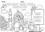 Raya Hari Mewarna Selamat Aidilfitri Kad Sampul Duit Upin Ipin Lukisan Kertas Guru Haji Hitam Kartun Perayaan Ashgive Idul Fitri sketch template