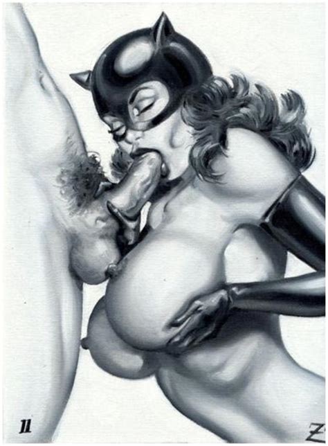 Rule 34 Batman Series Catwoman Dc Fellatio Female Male Monochrome