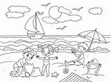 Kolorowanka Coloring Kolorowanki Wakacje Lato Druku Dzieci Plaży Paisaje Plazy łódka Jugando Planetadziecka Darmo Ausdrucken Drukowania Beira Wakacji Junto Malvorlagen sketch template