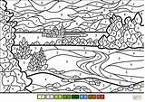 Number Color Coloring Landscape Summer Pages Worksheets Supercoloring Printable Nature Paint Adult Difficult Sheets Easy Drawing Beautiful Beach Puzzle Spring sketch template