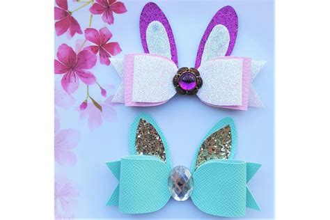 bunny hair bow template bundle  style size svg