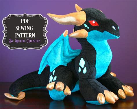 dragon stuffed animal pattern  dragon plushie sewing etsy