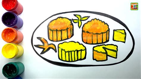 learn drawing  coloring moon cakes   art  kids youtube