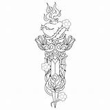 Dagger Tattoo Heart Coloring Stencil Knife Rose Flowers Designs Outline Pages Lovely Askideas Drawings Tattoos Straight Shaped Detailed Ink Bottle sketch template