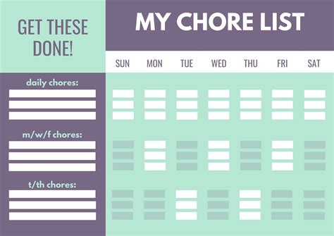 printable chore chart templates   chore chart ideas  kids