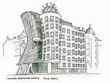 Frank Gehry Architecture Drawing Building Prague Drawings House Buildings Famous Dancing Sketches Sketch Coloring Architectural Elevation Space Scale Perspective Br sketch template