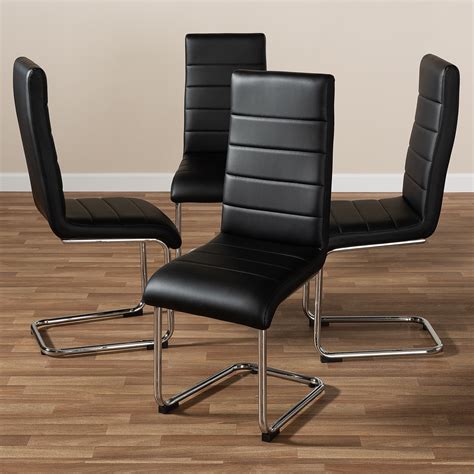 maxime black faux leather dining chair set   pier