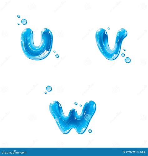 Abc Water Liquid Set Small Letter U V W Stock Vector Illustration
