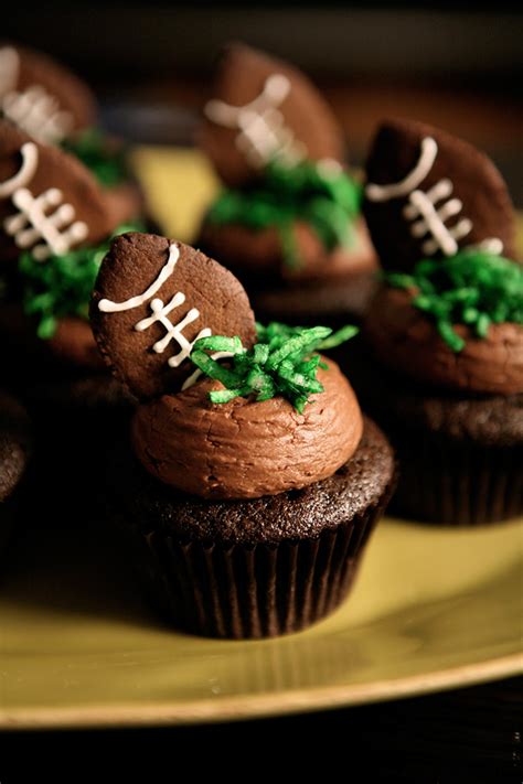 Football Cupcakes With Gingerbread Cookie Football Toppers Chickabug