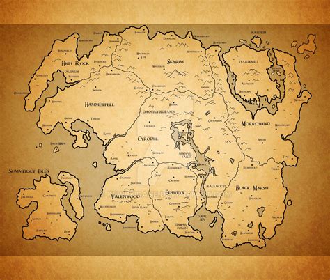 tamriel map  kewlzidane  deviantart