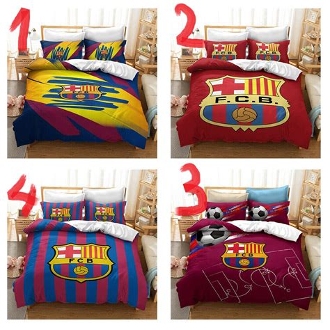 fc barcelona bedding set pcs duvet cover pillowcase etsy
