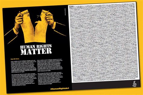 amnestys crowdfunded newspaper ad calls  government   human rights act campaign