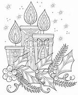 Christmas Coloring Candles Sky Adult Pages Enchanting Night sketch template