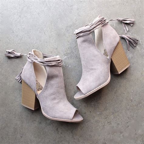 madelynn suede open toe bootie shoes