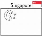 Singapore Flag Coloring Pages National Template Color Geography Printout sketch template
