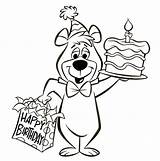 Coloring Pages Birthday Yogi Bear Boo Flintstones Barney King Happy Sheets Clipart Booboo Cartoon Clipartmag Books Adult Kids sketch template