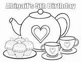 Party Coloring Tea Pages Boston Birthday Pajama Printable Personalized 5th Etsy Favor Getcolorings Template sketch template