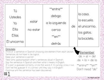 estar sentence games secret sentences prepositions spanish prepositions