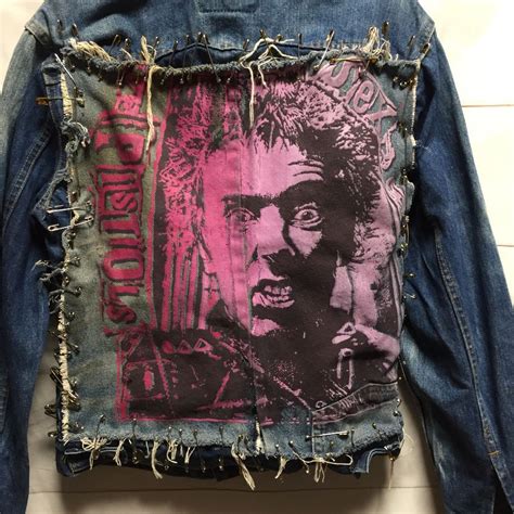 levis small fit denim jacket with hand screen printed sex