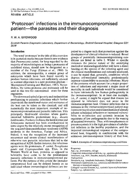 ‘protozoan’ Infections In The Immunocompromised Patient—the Parasites