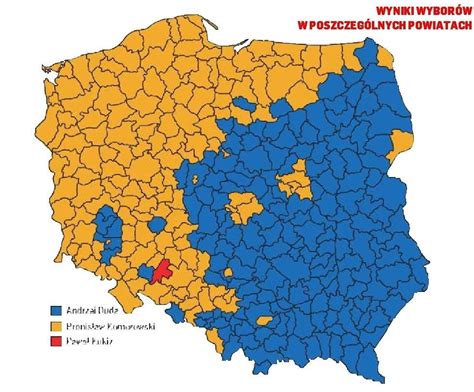 dwie wyborcze polski wyniki wyborów w powiatach [mapa] dziennik polski