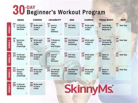 day beginners workout calendar