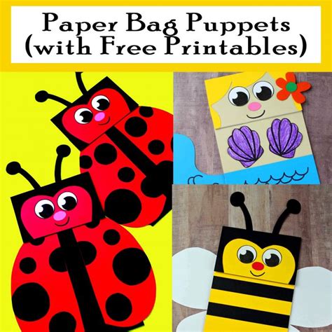 bumble bee paper bag puppet  printables printables  mom