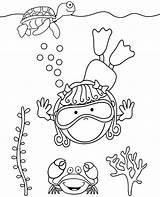 Coloring Diver Sea Sheet Topcoloringpages sketch template
