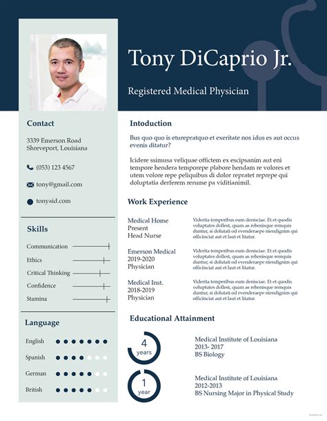 medical student resume format   word psd apple pages