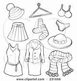 Clothes Clipart Outlined Apparel Collage Digital Royalty Visekart Illustration Accessories Illustrations sketch template