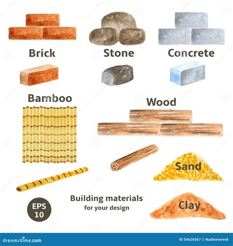 building materials set stock vector illustration  background