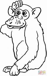 Coloring Chimpanzee Pages Printable Drawing Thinking Orangutans Categories Getdrawings Apes Supercoloring Popular Cartoon sketch template