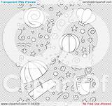 Doodles Collage Beach Outlined Coloring Clipart Cartoon Vector Thoman Cory sketch template