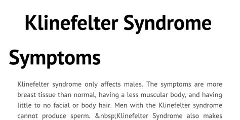 Klinefelter Syndrome By 90301598 Infogram