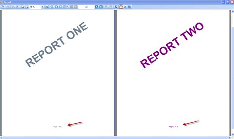 consecutive page numbers  merged section reports