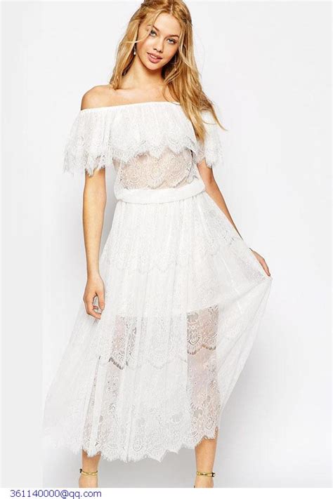 Party Dresses Bohemian Clothing Summer White Lace Off