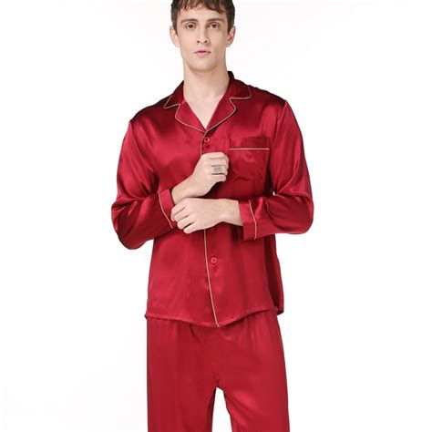 silk men long sleeved pajama sets