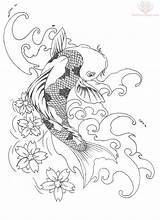 Koi Lineart Ausmalen Coy Fisch Pisces 2076 Visiter Shayla Lunatic Tatouages Gazo sketch template