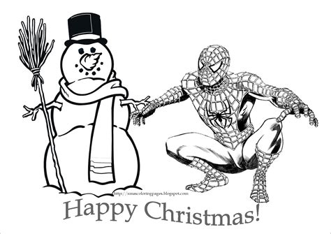 spiderman christmas colouring pages