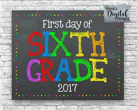 instant   day  sixth grade printable etsy