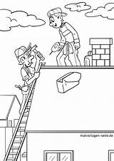 Dachdecker Handwerker Malvorlage Ausmalbilder Malvorlagen Baustelle Berufe sketch template