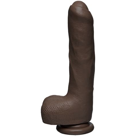 The D Uncut D 9 Inches With Balls Firmskyn Brown Dildo On