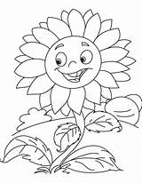 Sunflower Coloring Pages Smiling Smiley Template Sketch sketch template