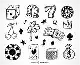 Casino Doodle Gambling Icons Vexels Set Vector Ai sketch template