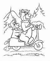 Yogi Bear Coloring Scooter Booboo Characters Pages Sheets Movie Go Riding Motor Print Next Back sketch template