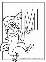 Coloring Monkey Pages Letter Worksheets Alphabet Sheets Printables sketch template