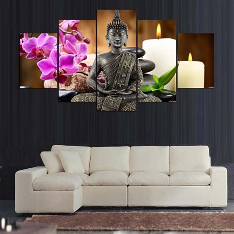 piece peaceful buddha meditation orchid spa canvas painting wall art